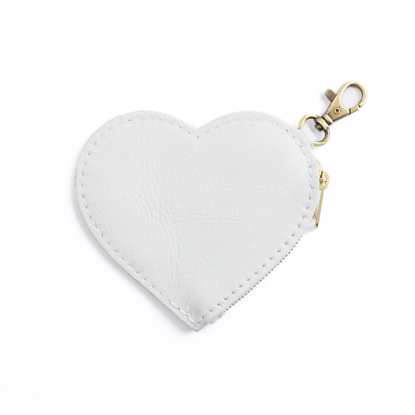 All Color: Pearl | top zippered heart shaped pouch with keychain