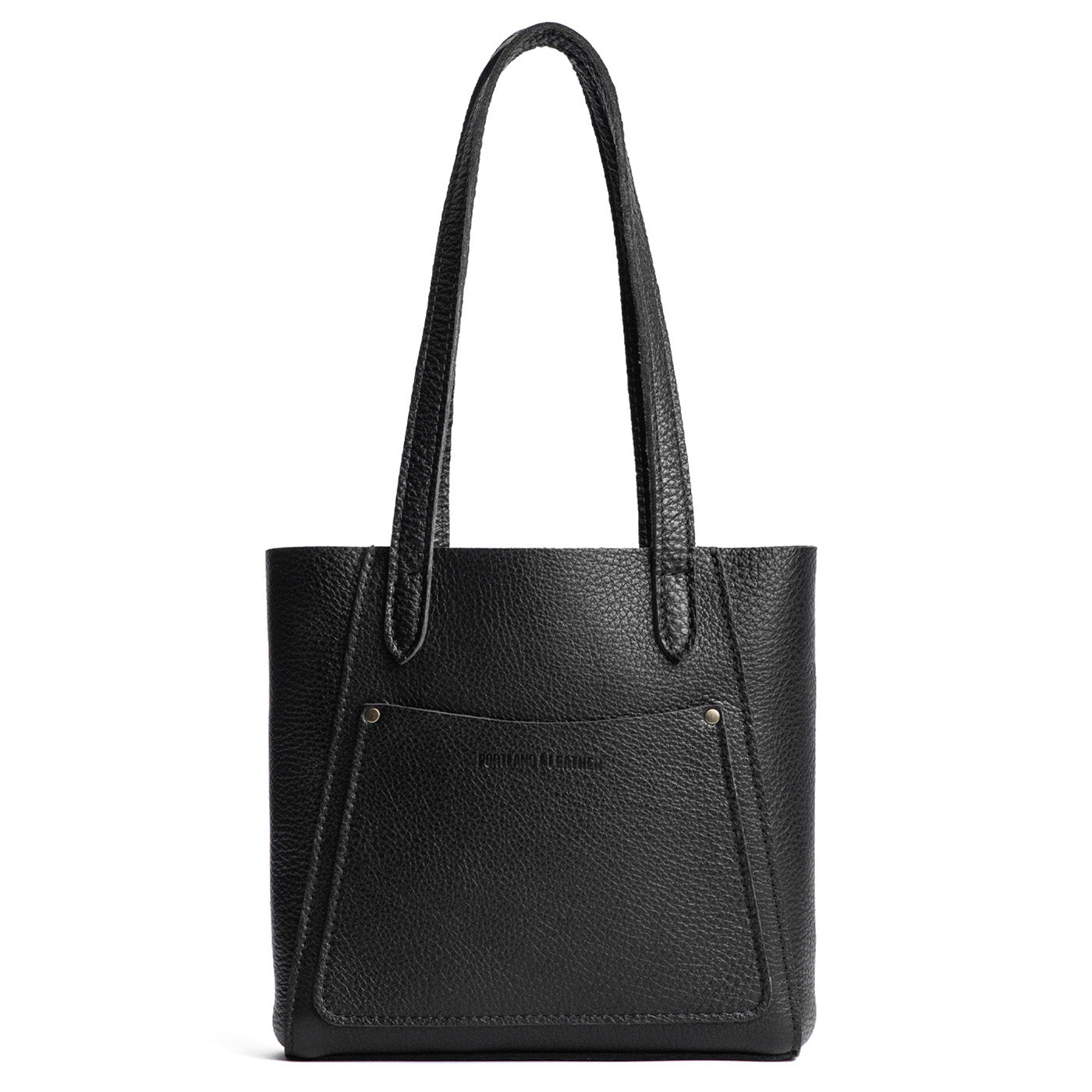 Pebbled--black Small | Slim tote bag with dual shoulder straps and interior and exterior pockets