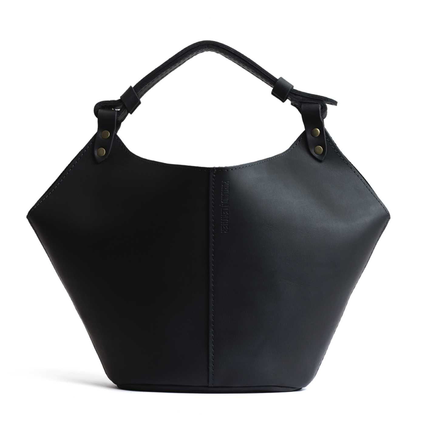 Black Large | Structured bucket shaped handbag with an adjustable shoulder strap