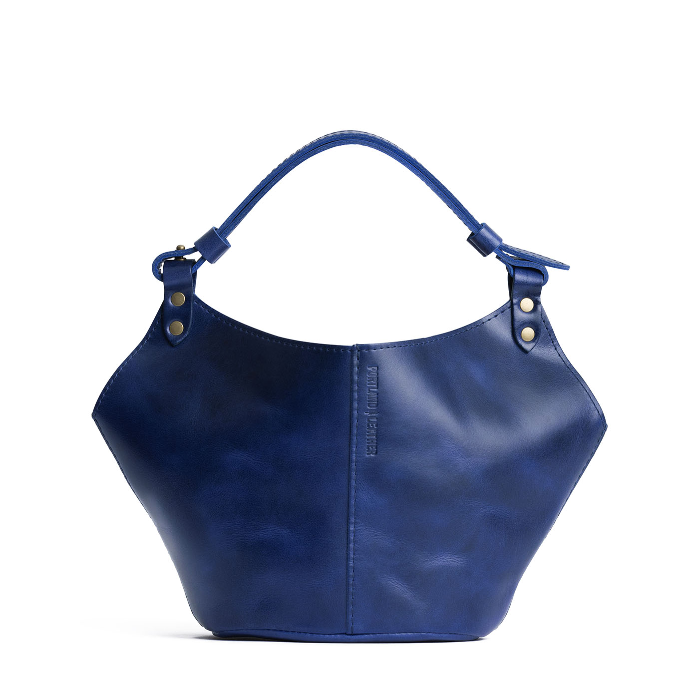 Cowboy Blue Small | Structured bucket shaped handbag with an adjustable shoulder strap