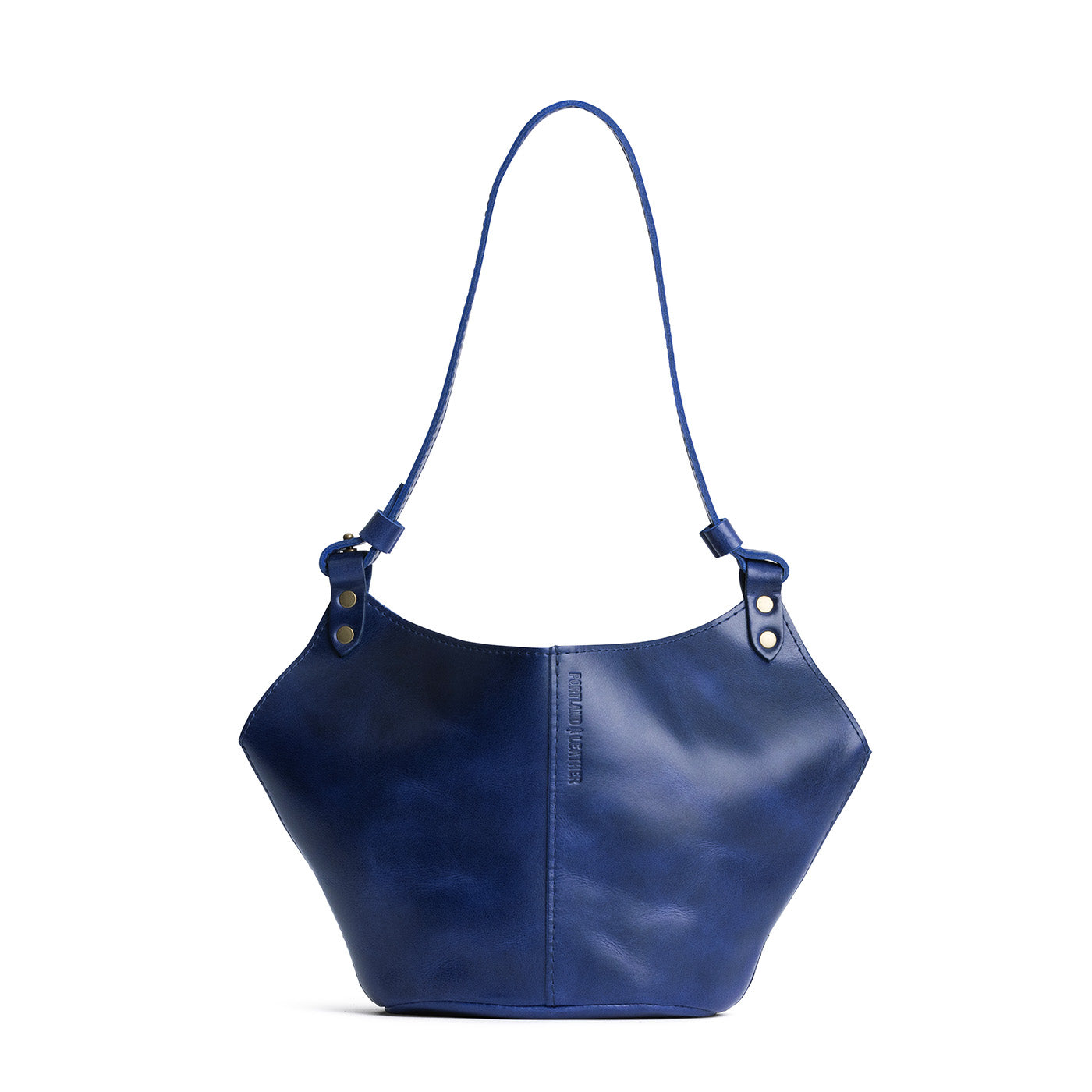 Cowboy Blue Small | Structured bucket shaped handbag with an adjustable shoulder strap