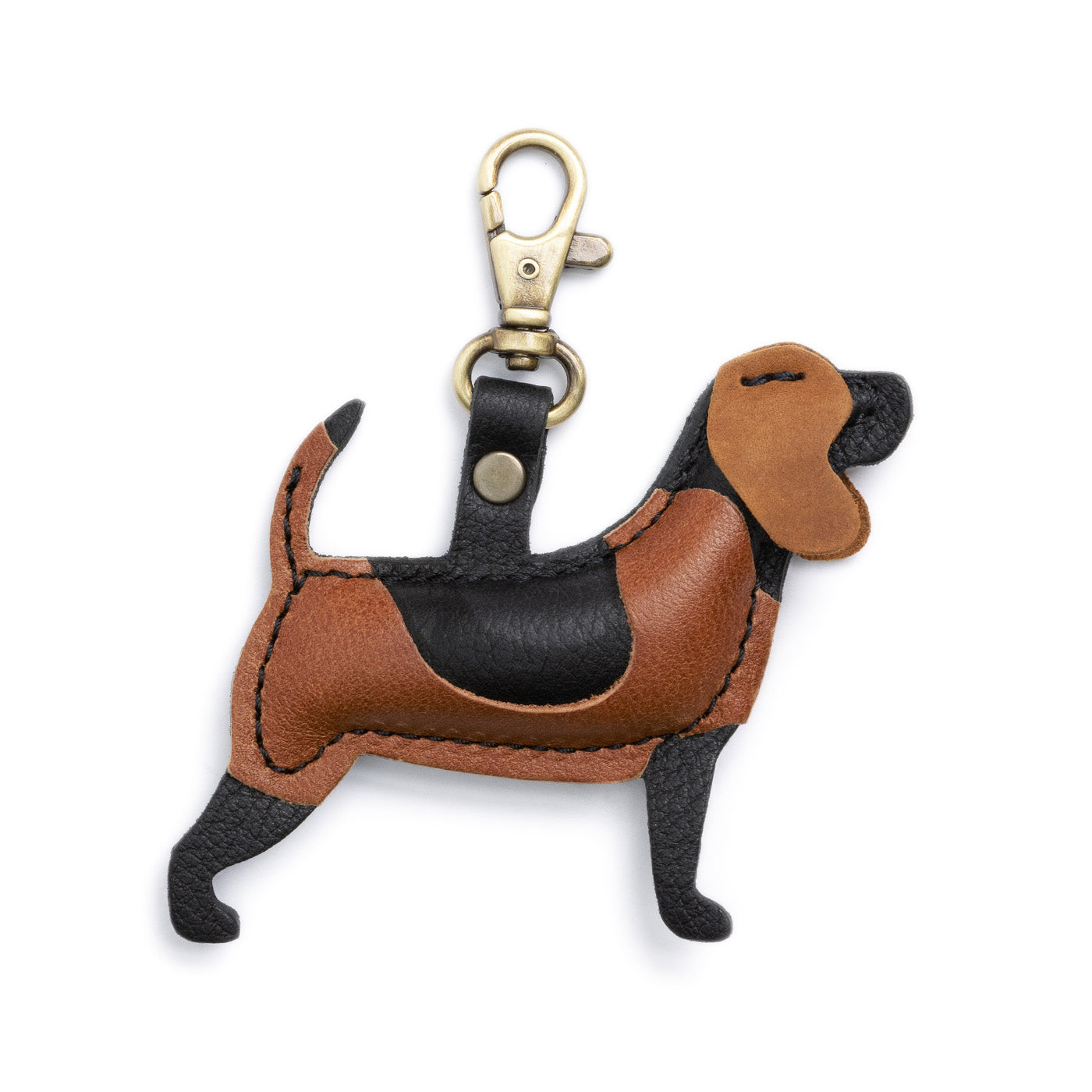 Dakota | Leather hound dog shaped keychain with metal lobster clasp