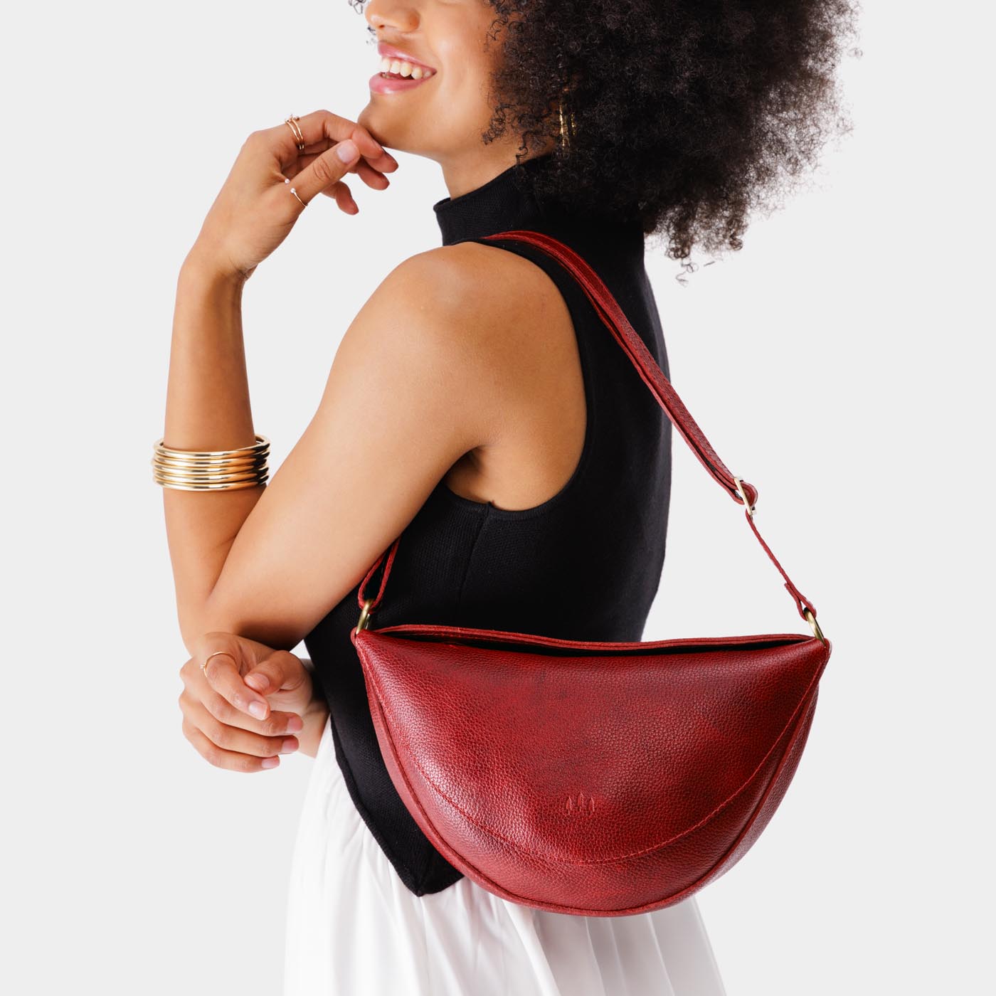 Chili Red*Medium | Half circle shaped sling bag