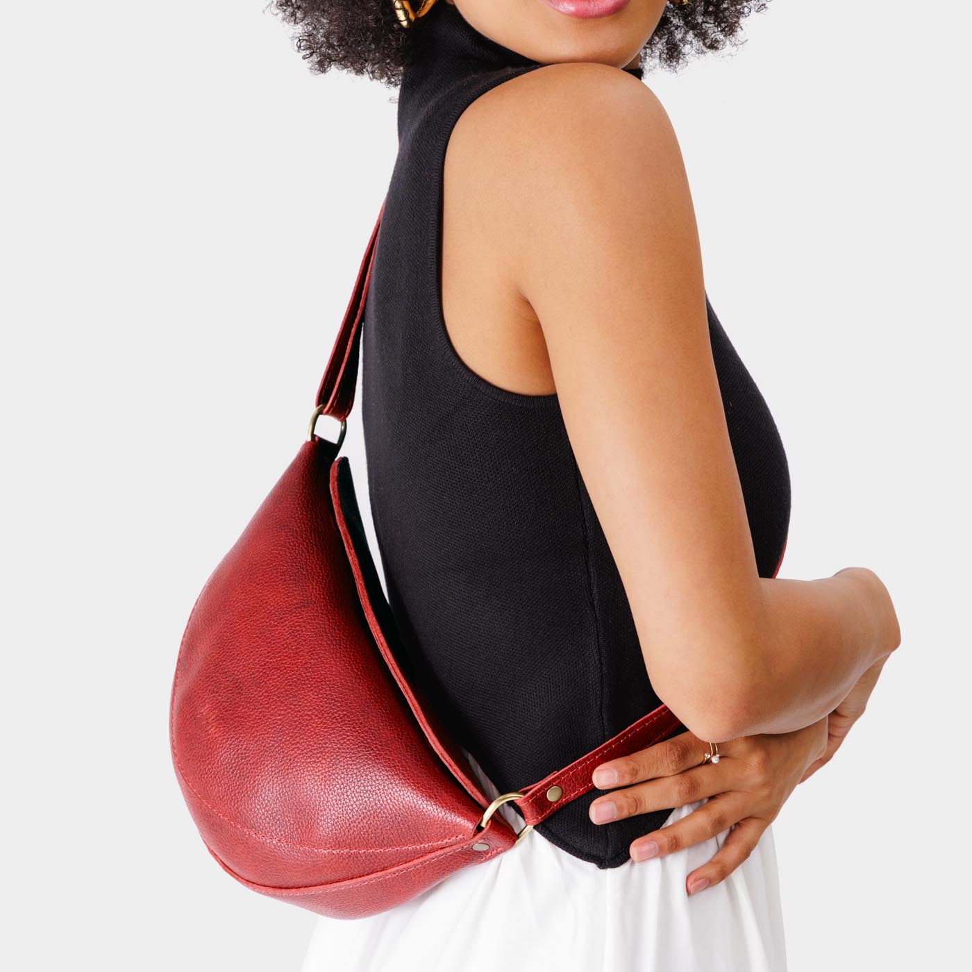 Chili Red*Medium | Half circle shaped sling bag