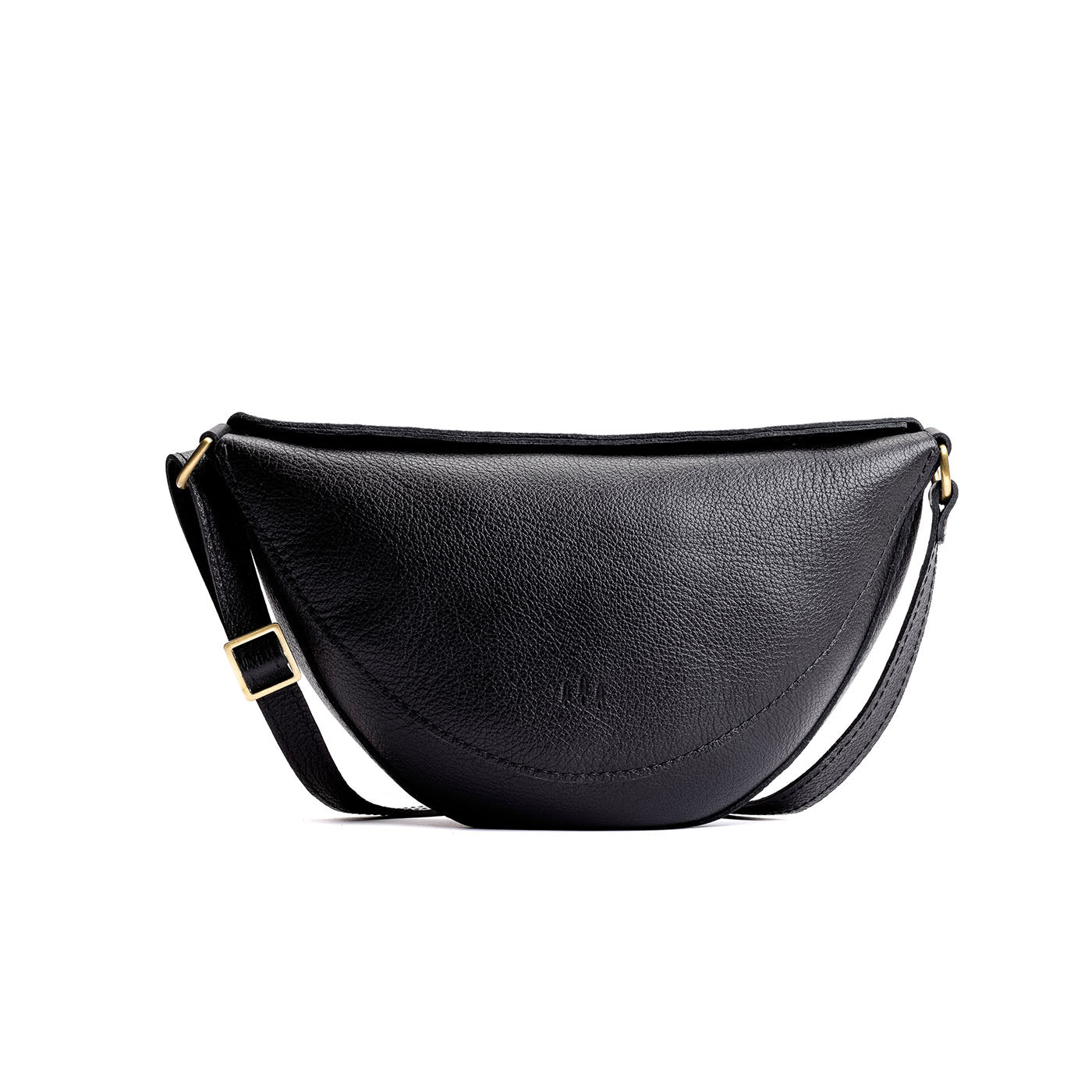 Pebbled--black Medium | Half circle shaped sling bag