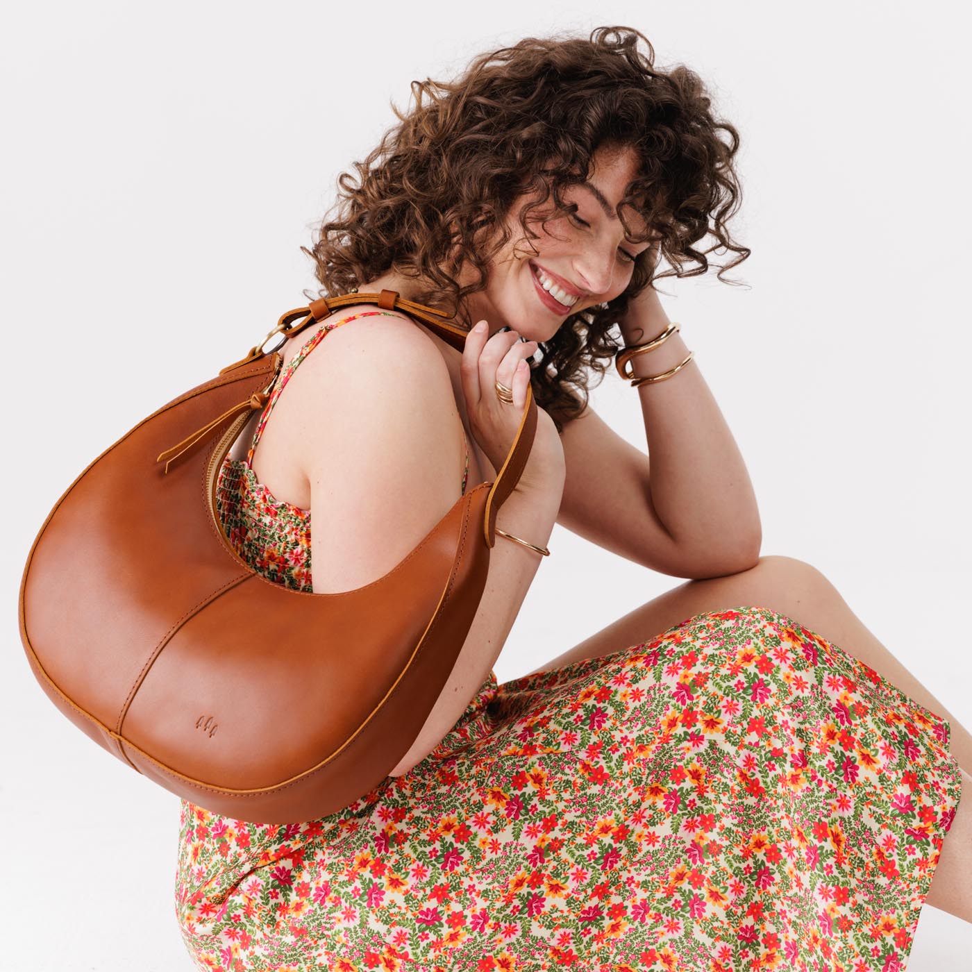 Honey*Large  | Large crescent shaped shoulder bag with zipper closure and adjustable strap