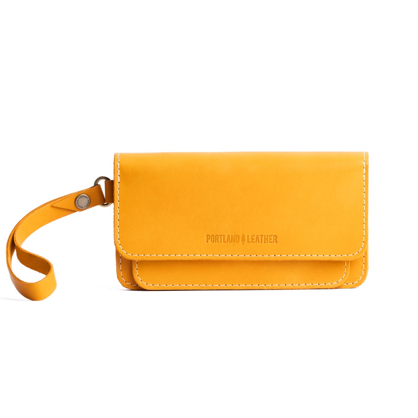 Sunflower | Leather wallet clutch with wristlet and magnetic closure