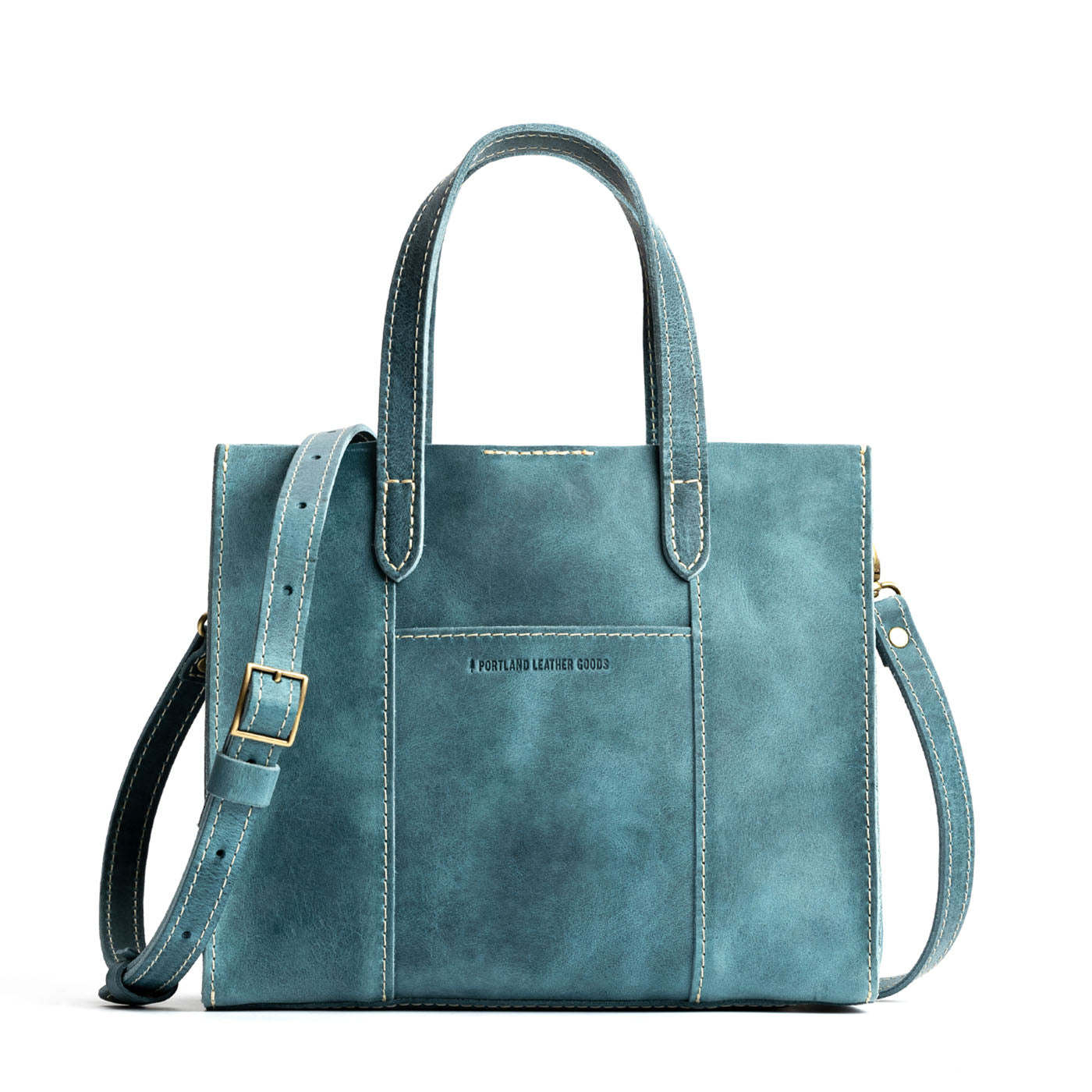 Aqua Classic | Structured mid-size tote bag with overlapping panels and crossbody strap