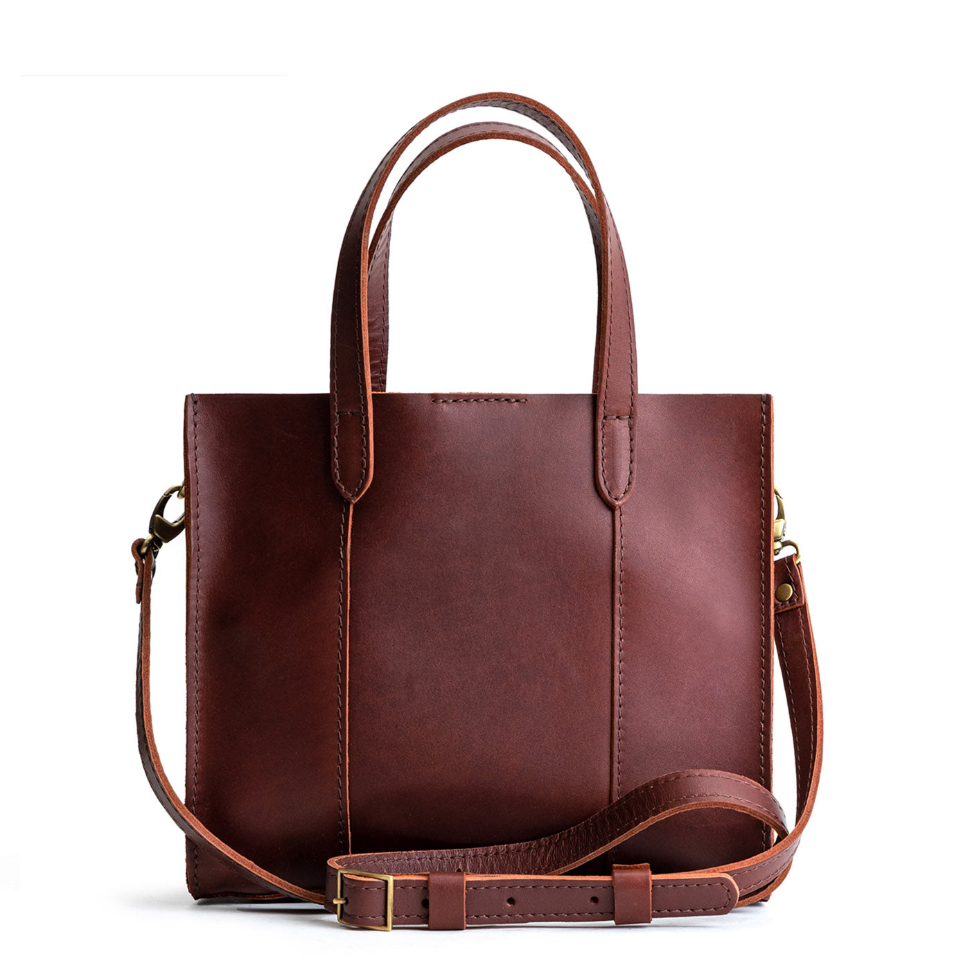 Cognac*Classic | Structured mid-size tote bag with overlapping panels and crossbody strap