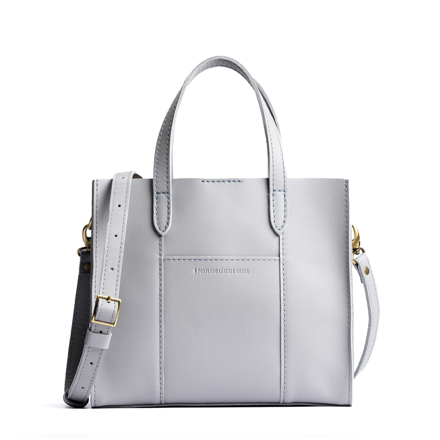 Formal Grey Classic | Structured mid-size tote bag with overlapping panels and crossbody strap