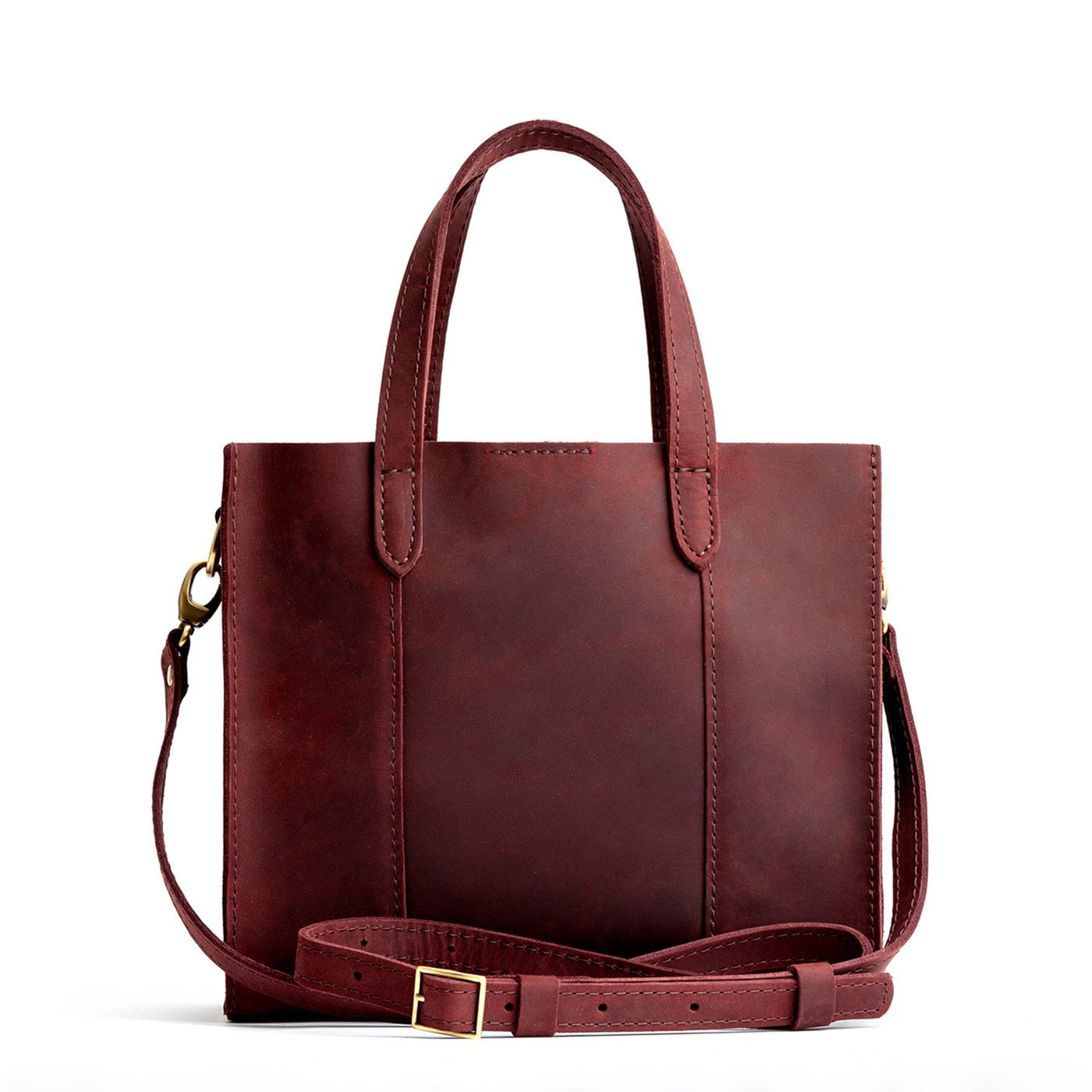 Merlot Classic | Structured mid-size tote bag with overlapping panels and crossbody strap