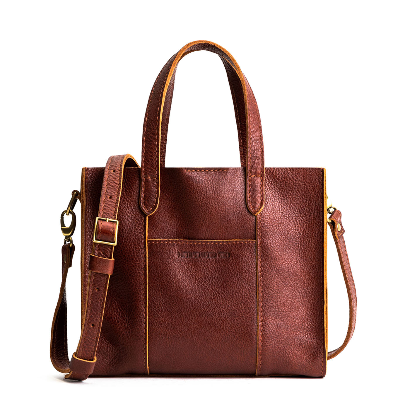 Nutmeg Classic | Structured mid-size tote bag with overlapping panels and crossbody strap