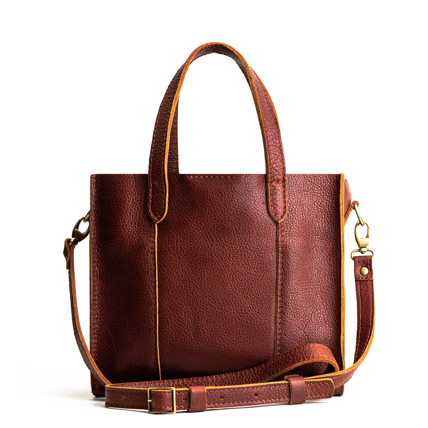 Nutmeg*Classic | Structured mid-size tote bag with overlapping panels and crossbody strap