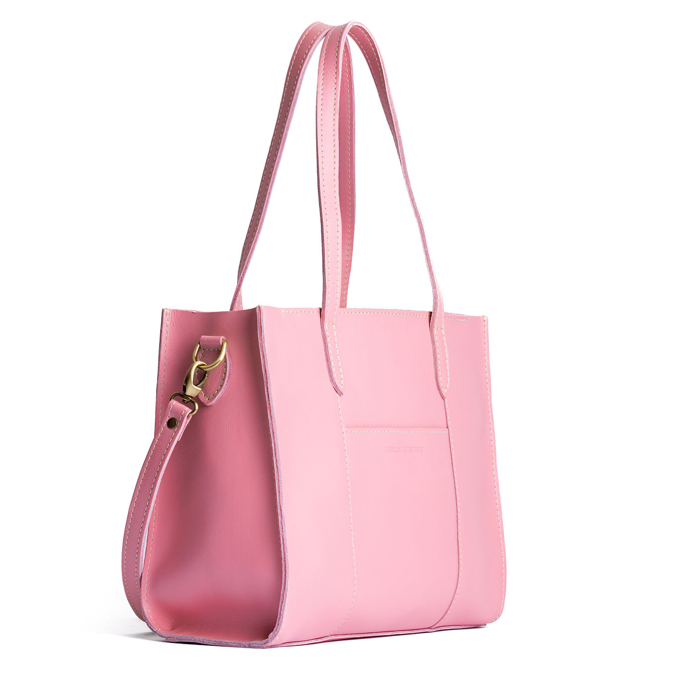 Vintage Pink East/West | Structured wide tote bag with overlapping panels and crossbody strap