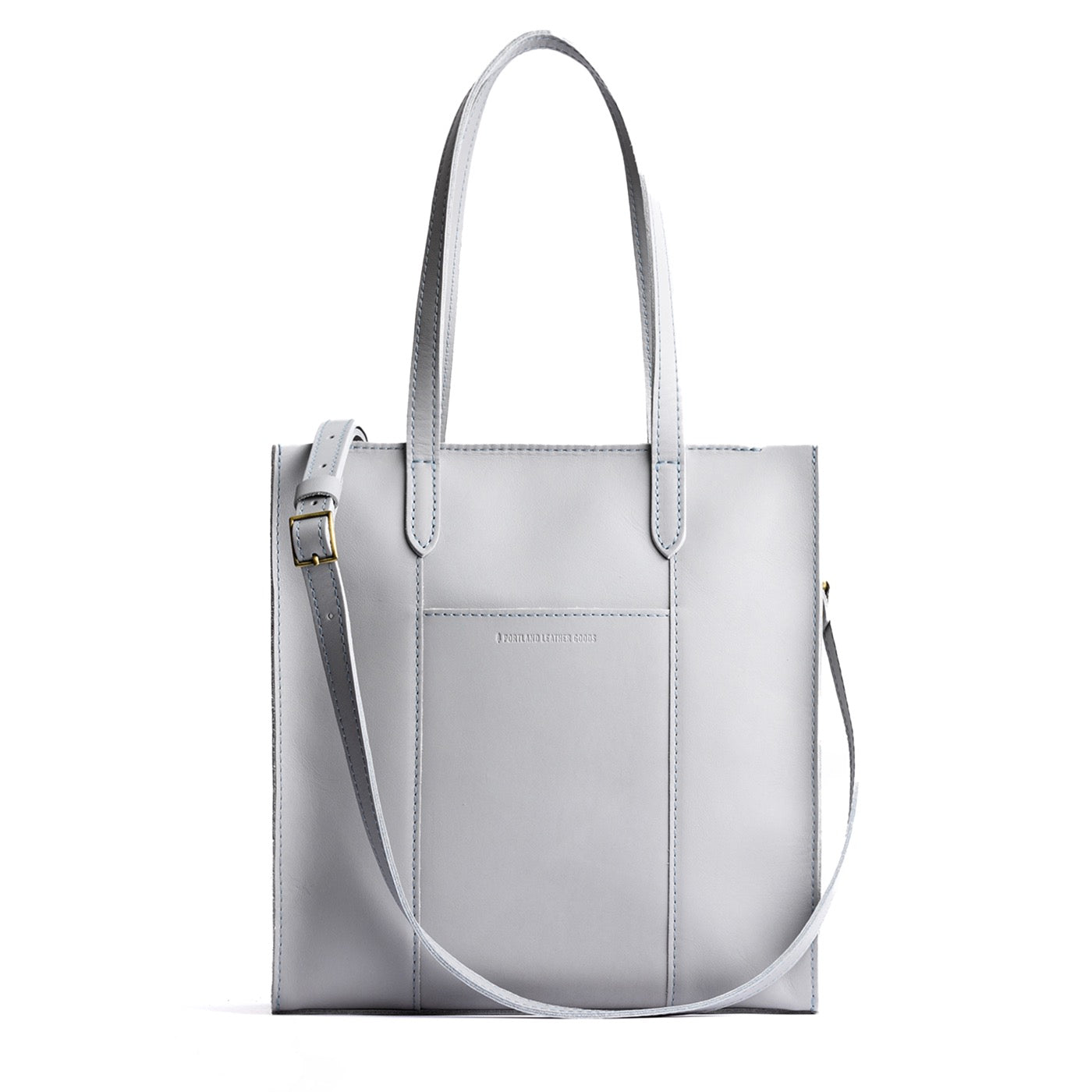 Formal Grey North/South  | Structured large tote bag with overlapping panels and crossbody strap