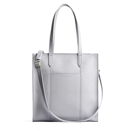 Formal Grey*North/South  | Structured large tote bag with overlapping panels and crossbody strap