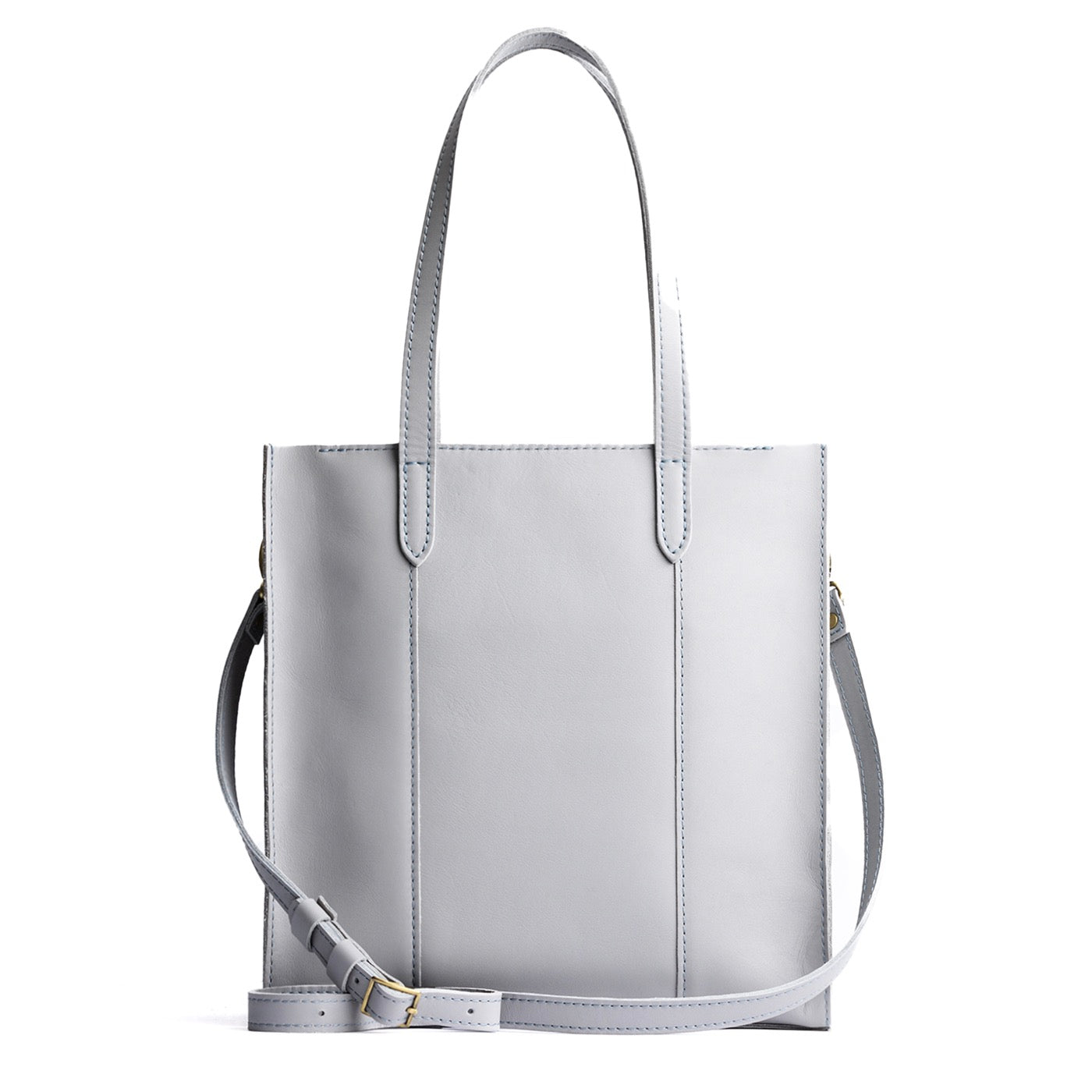 Formal Grey*North/South  | Structured large tote bag with overlapping panels and crossbody strap