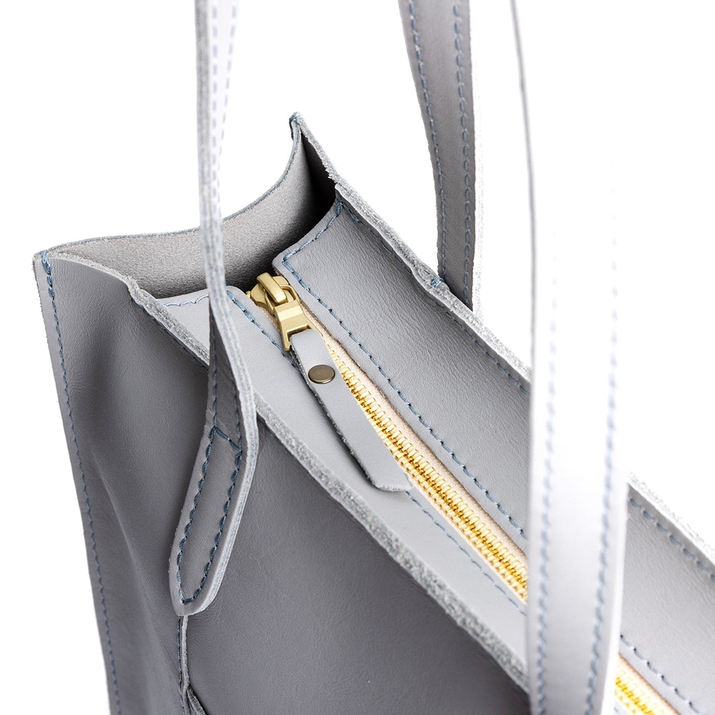 Formal Grey*North/South  | Structured large tote bag with overlapping panels and crossbody strap