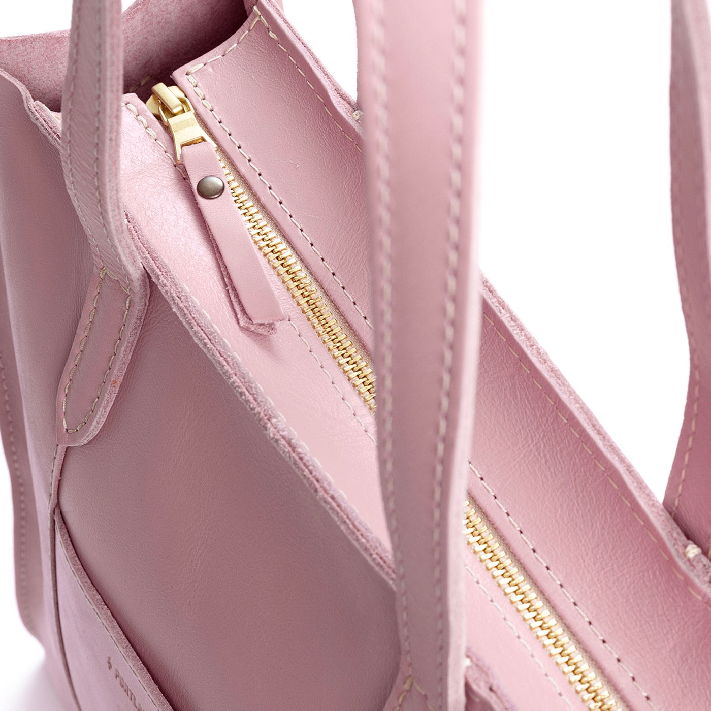 Vintage Pink*North/South | Structured large tote bag with overlapping panels and crossbody strap