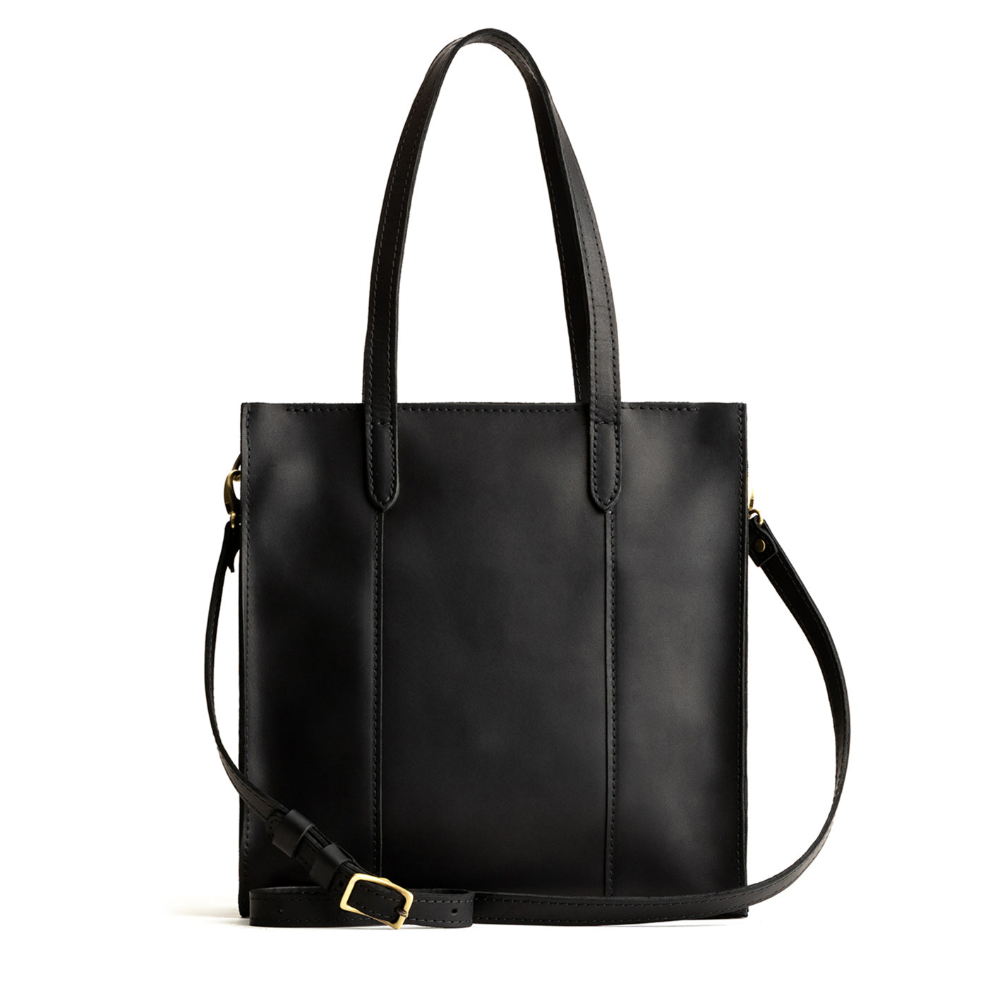 Black North/South | Structured large tote bag with overlapping panels and crossbody strap