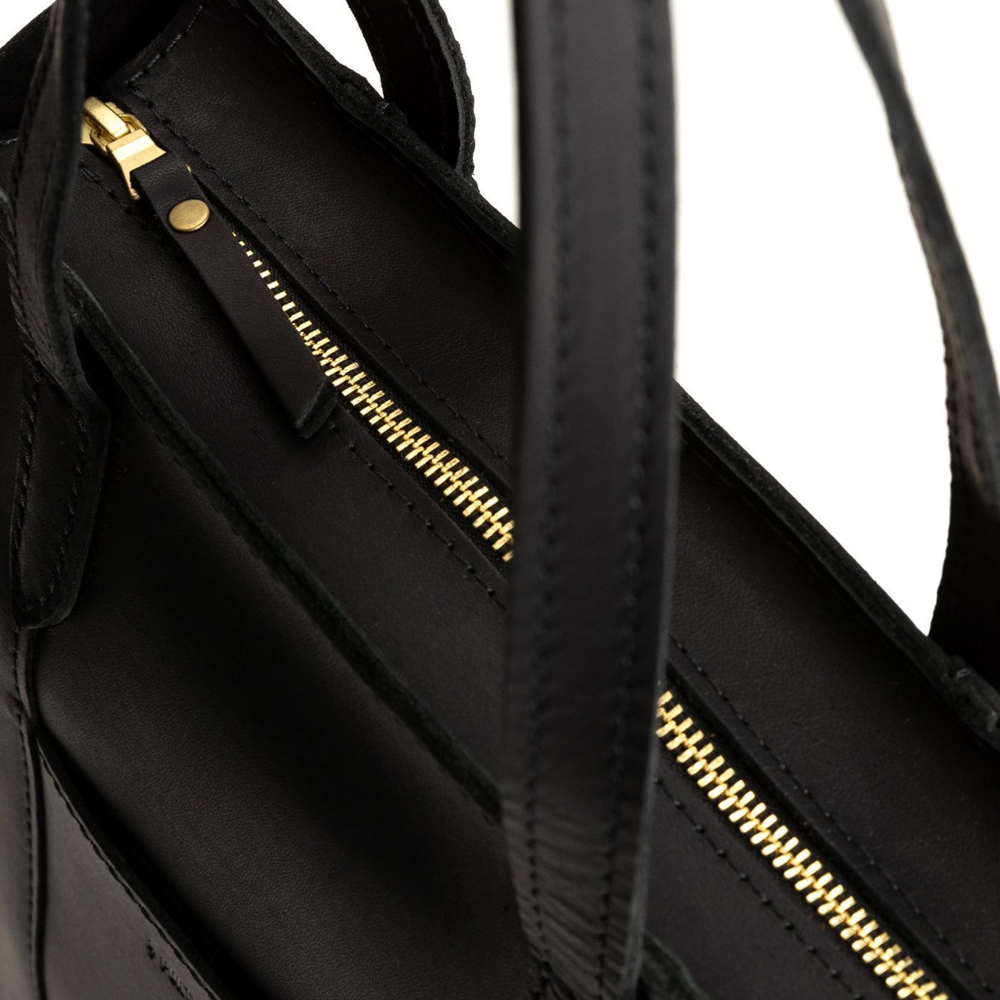  Black North/South  | Structured large tote bag with overlapping panels and crossbody strap