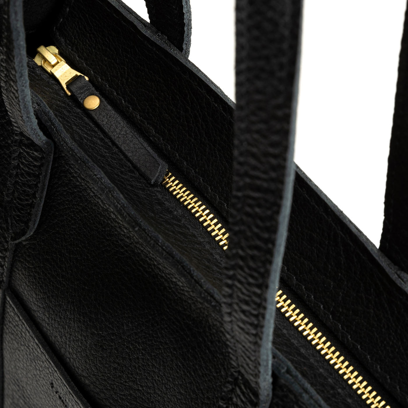  Pebbled--black*North/South | Structured large tote bag with overlapping panels and crossbody strap