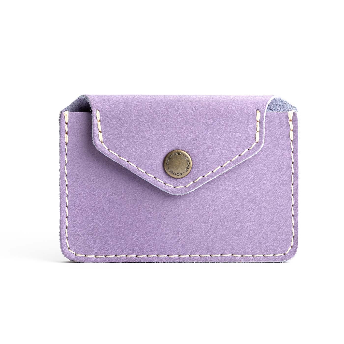 Lavender | Small leather wallet with snap closure