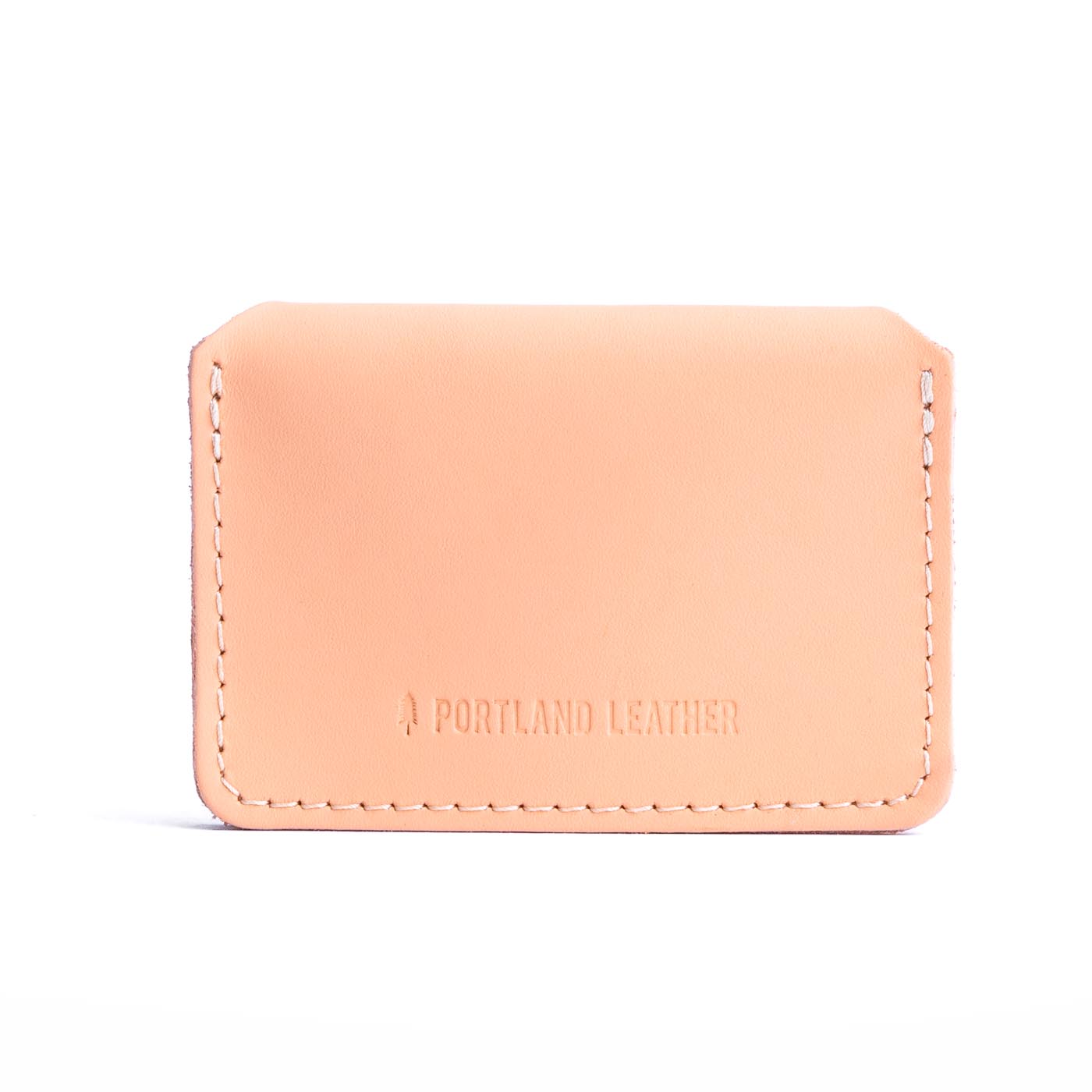 Mamey | Backside of small leather wallet with debossed PLG logo