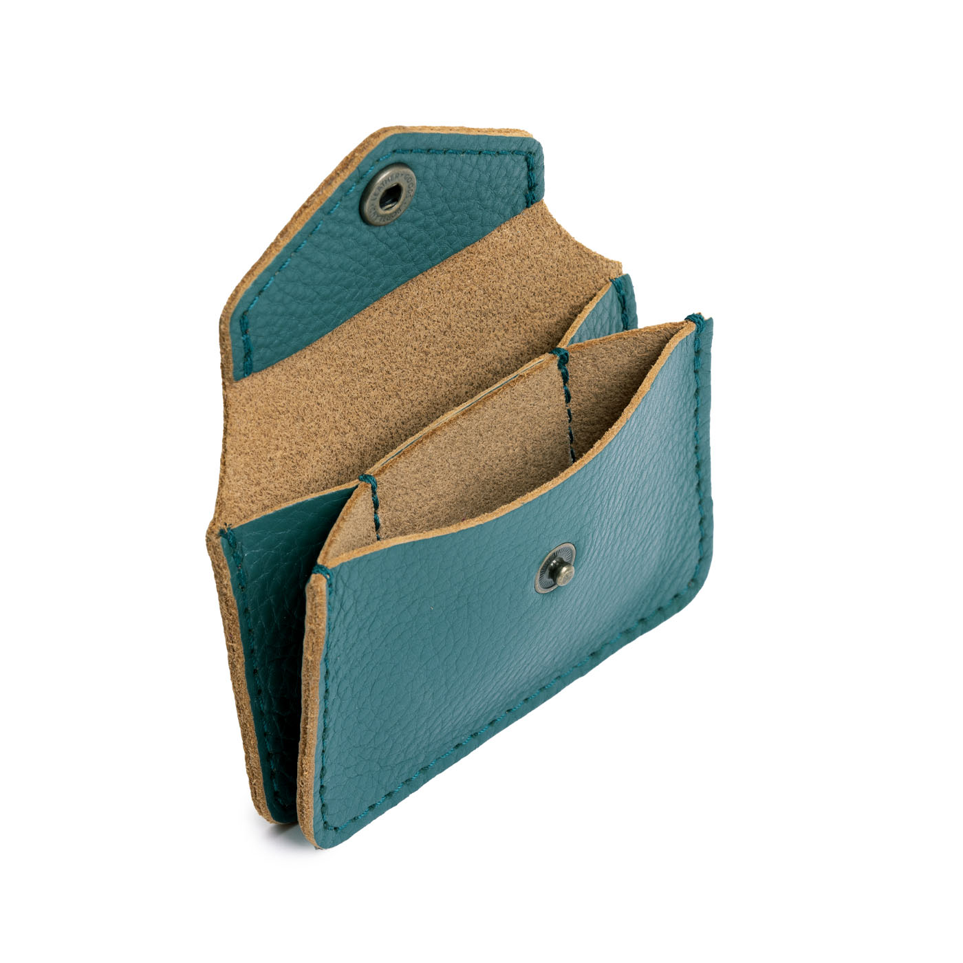 Turquoise*Classic | Small leather wallet with snap closure