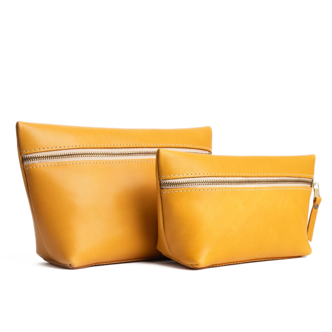 Sunflower | Large leather makeup bag with zipper