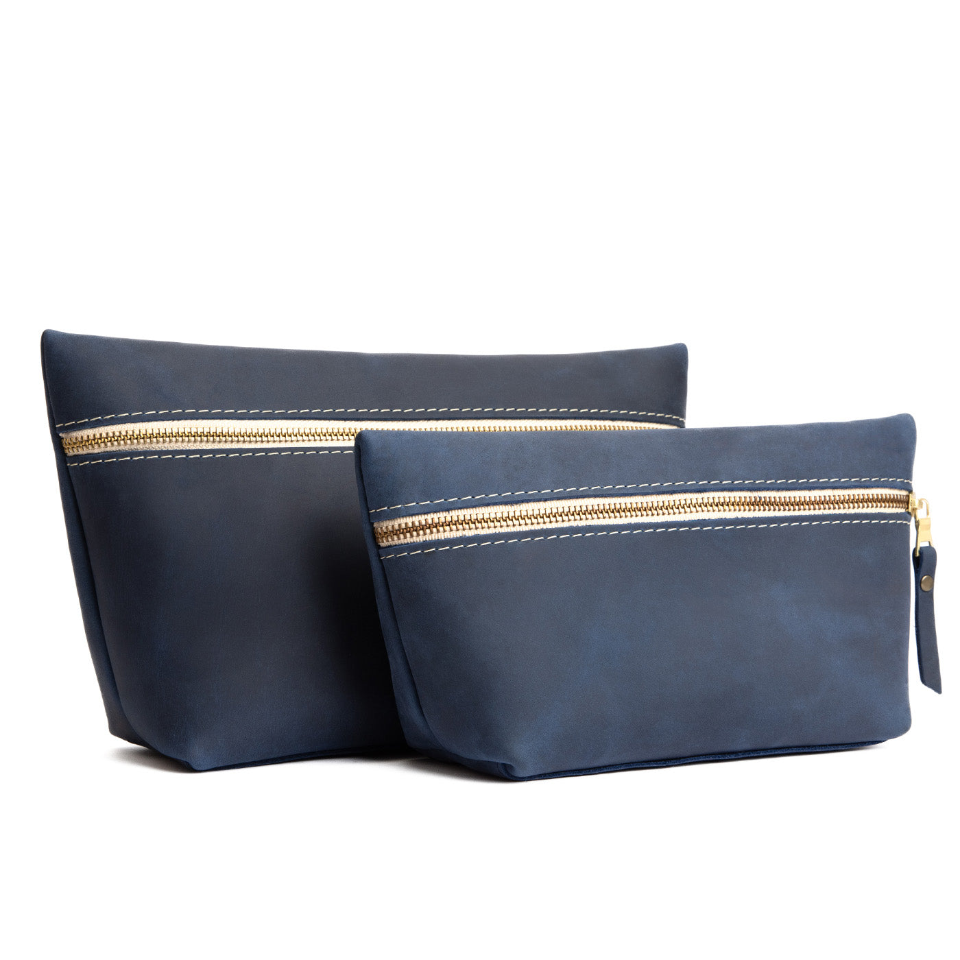 Deep Water | Large leather makeup bag with zipper