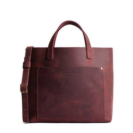 Merlot*Zipper | Midsize crossbody tote with handles and a pocket