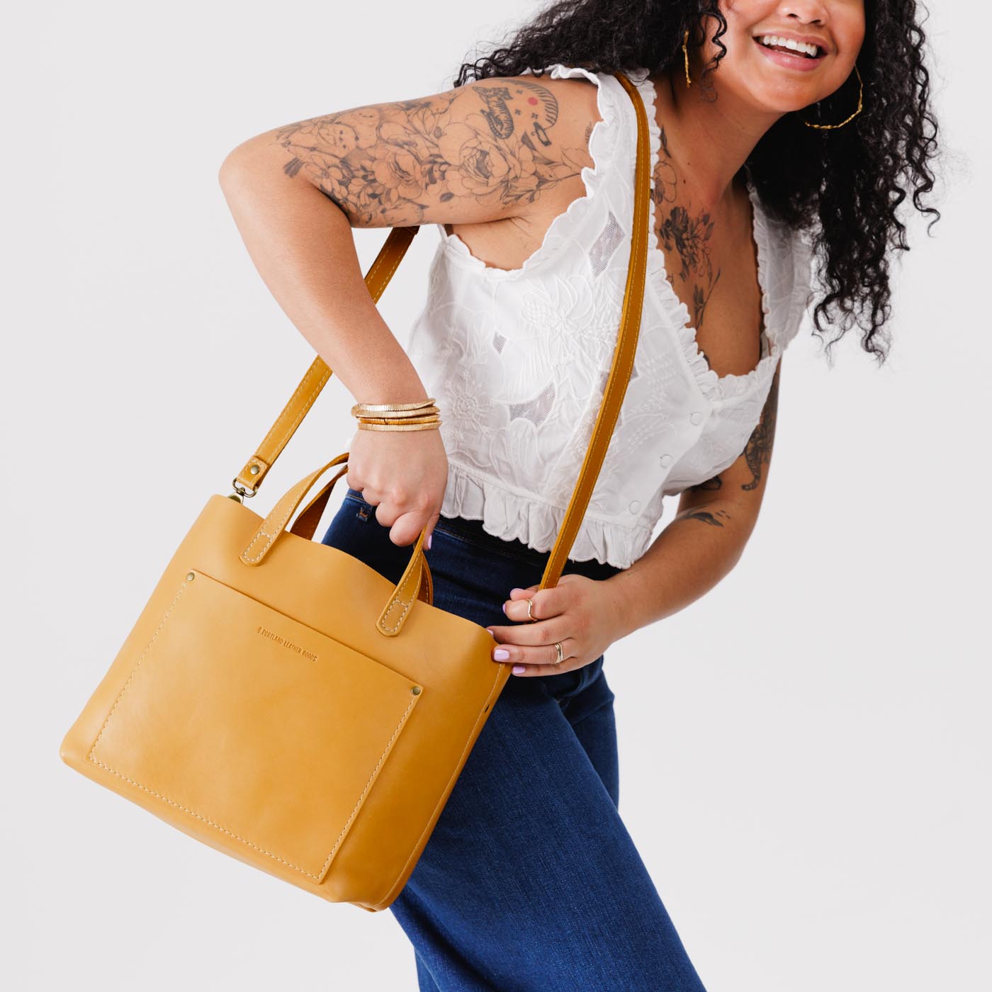 Sunflower Classic | Midsize crossbody tote with handles and a pocket