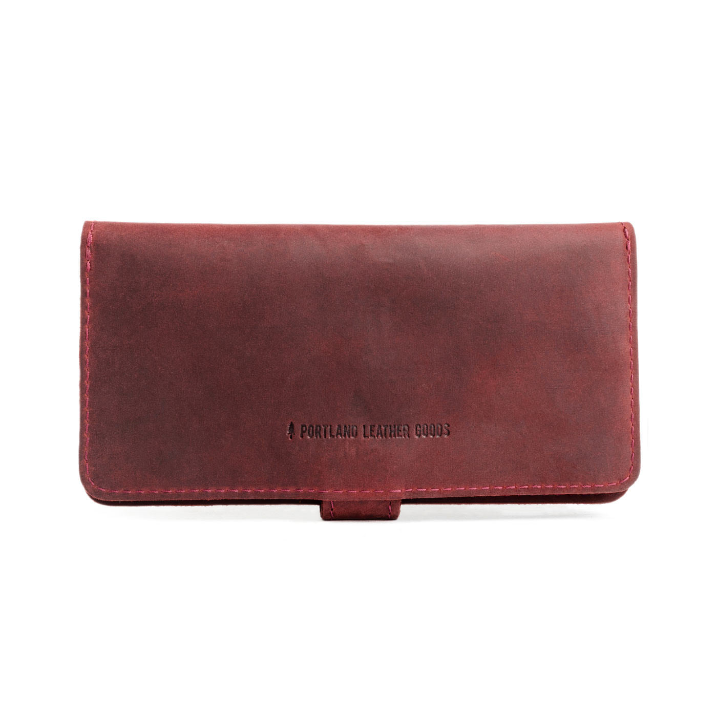 Merlot | Back of leather wallet closed