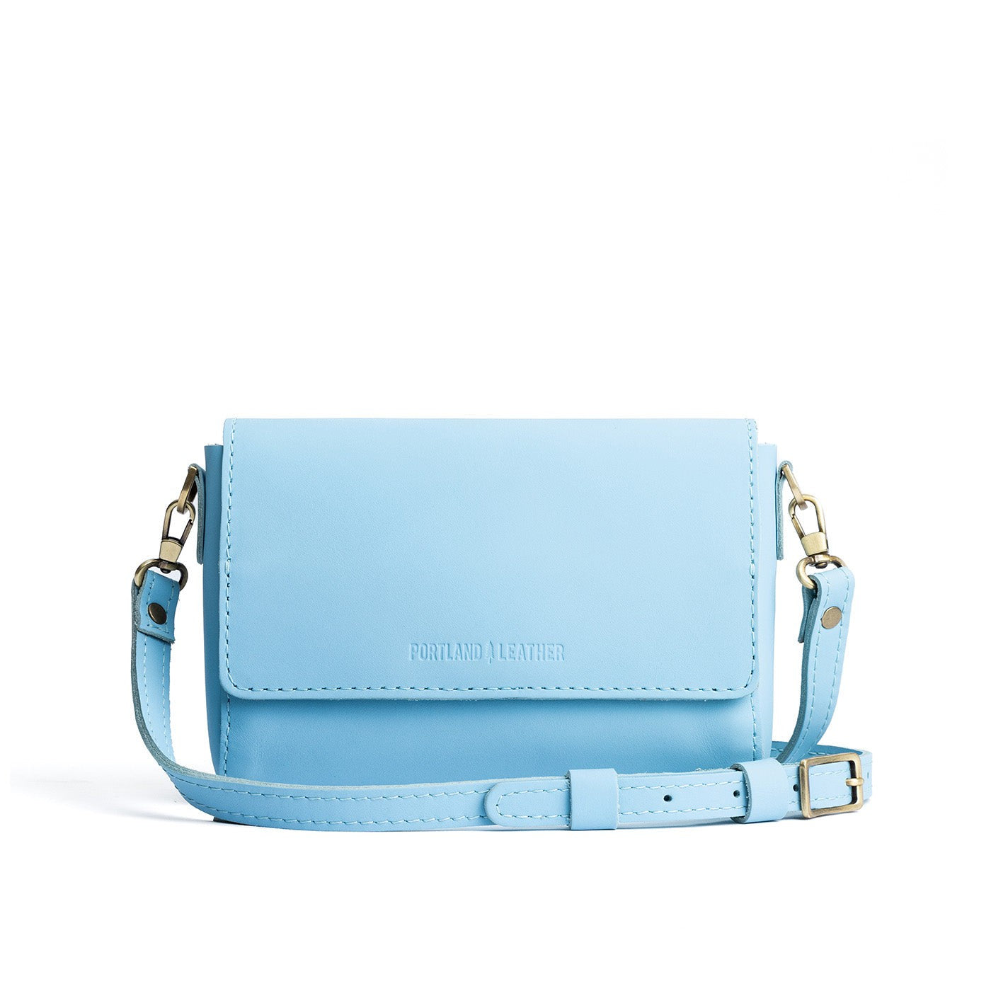 Glacial Blue Mini | Small Leather Crossbody Bag with Magnetic Messenger Bag Closure