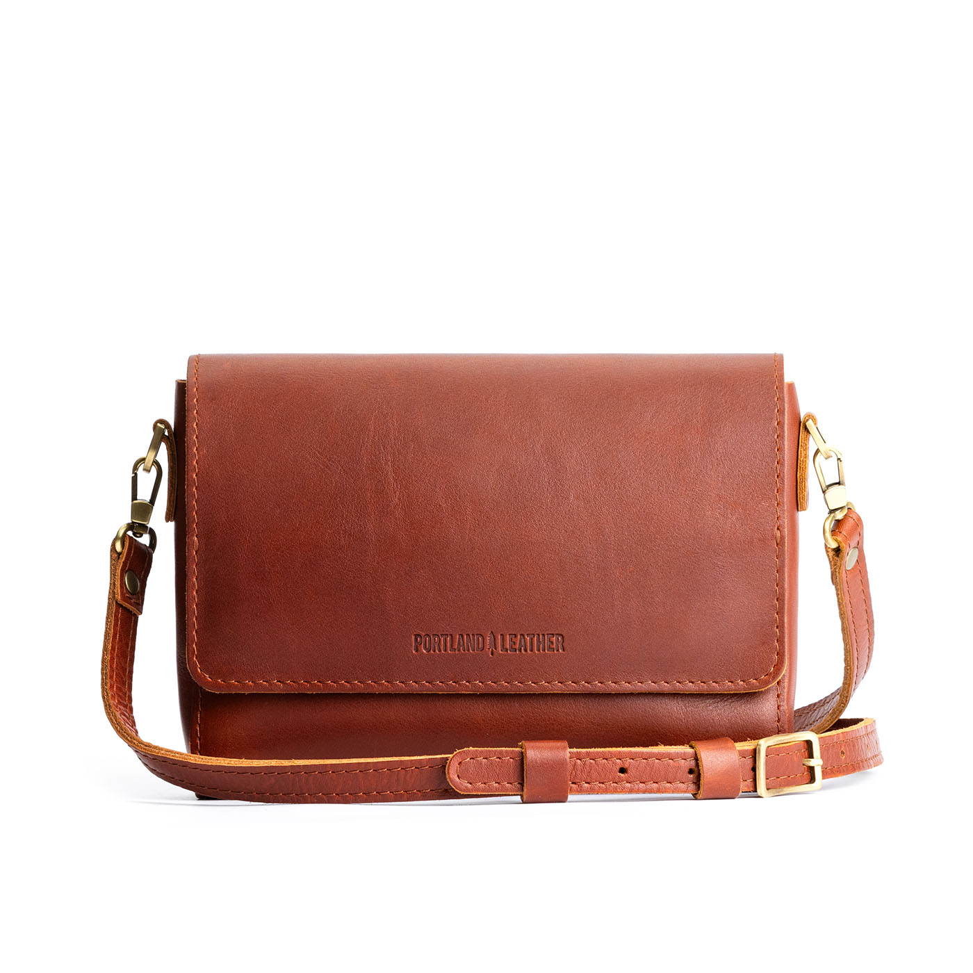 Chestnut Medium | Leather Crossbody Bag with Magnetic Messenger Bag Closure