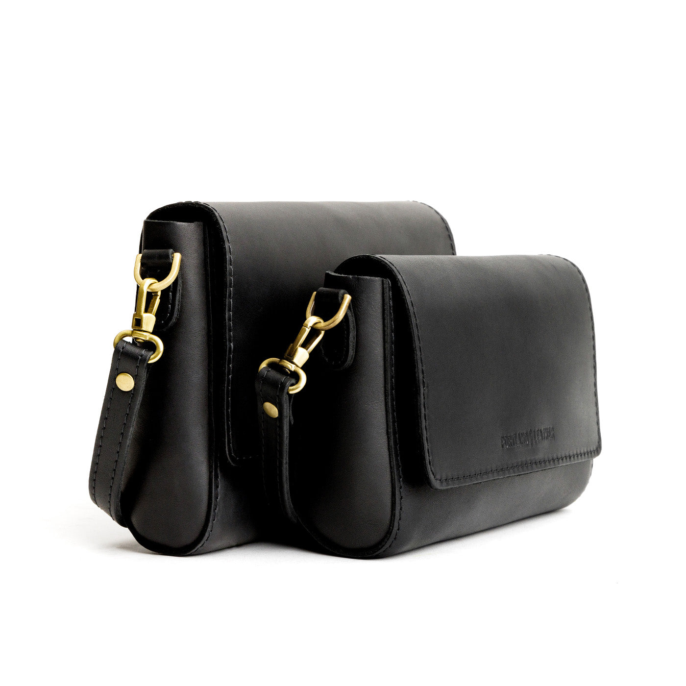 Black | Side by Side of both sizes of Leather Crossbody Bag with Magnetic Messenger Bag Closure