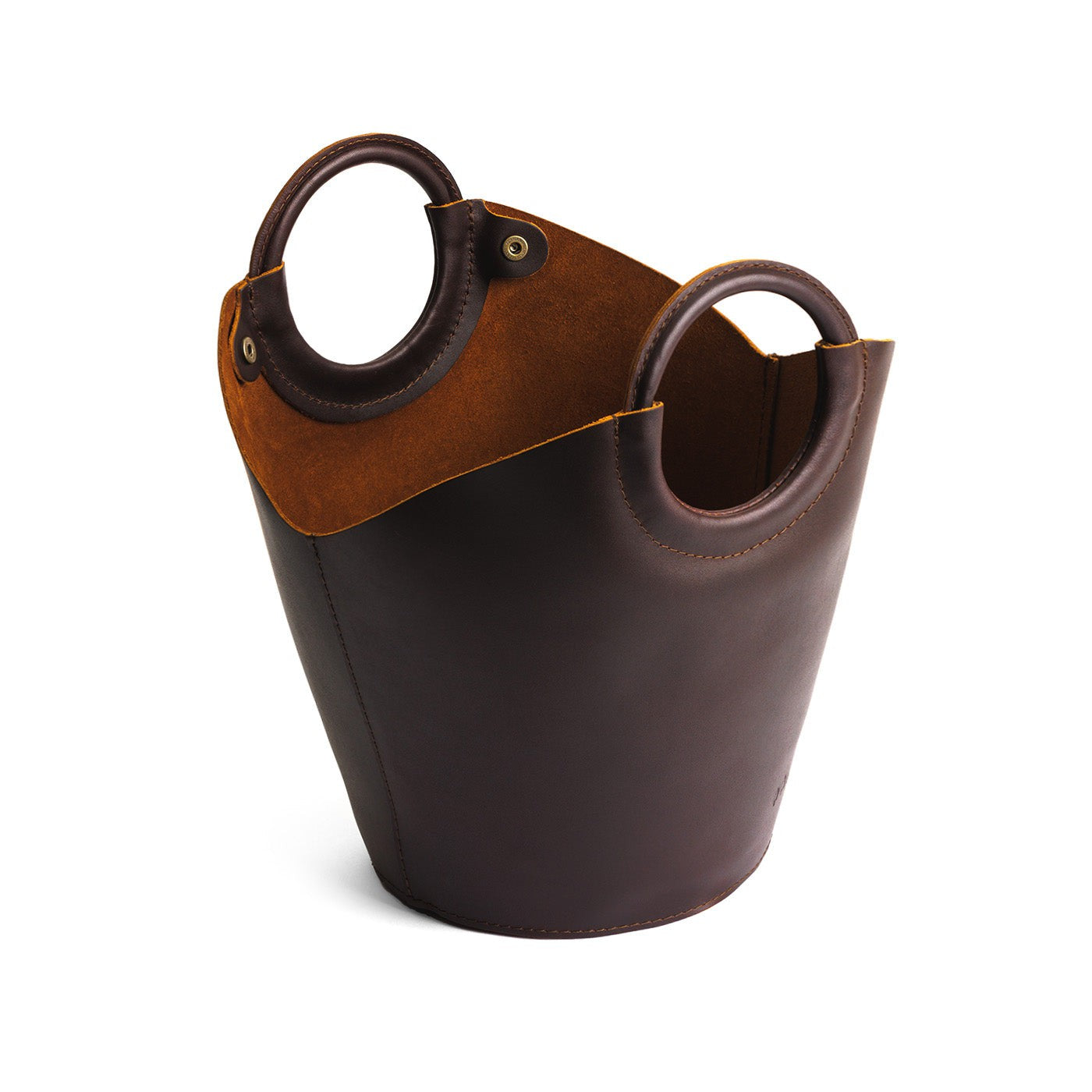 Grizzly Large | Structured leather hand bag with circular handles