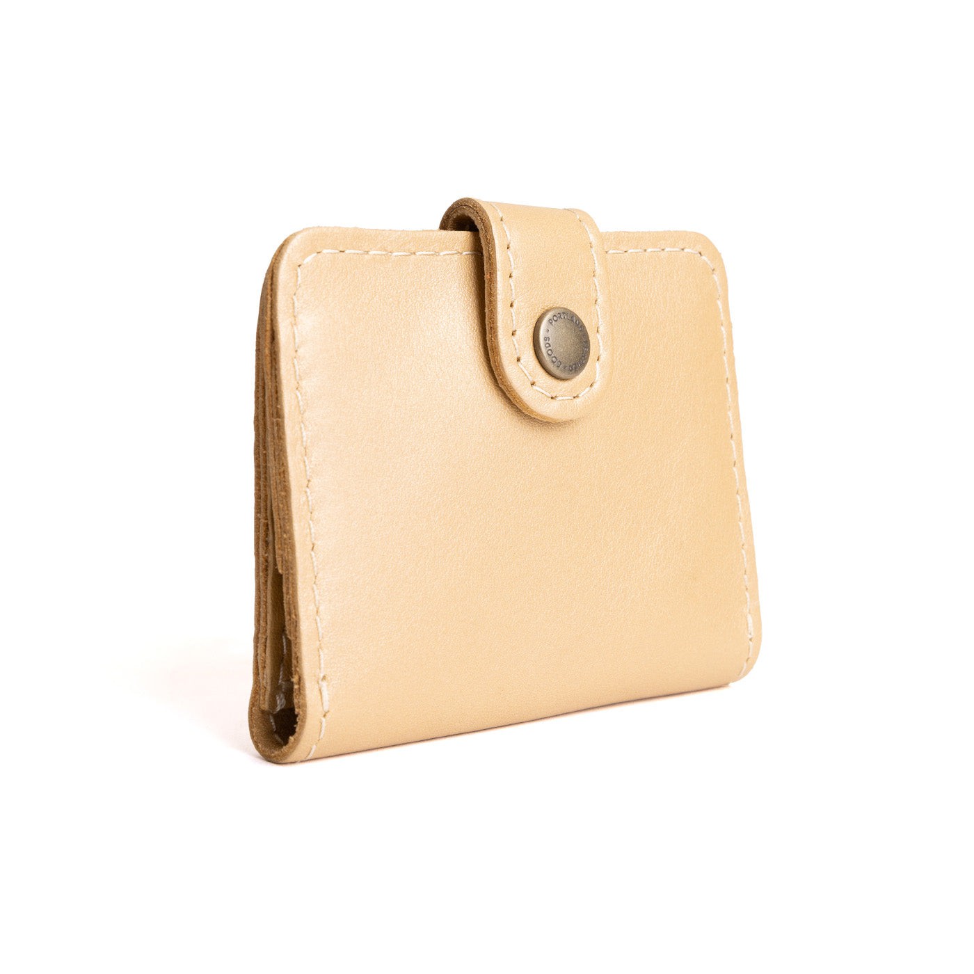 Champagne | Small leather bifold wallet with snap closed