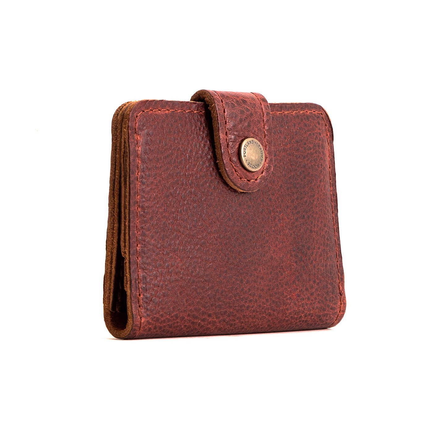 Cinnamon Bear | Small leather bifold wallet with snap closed