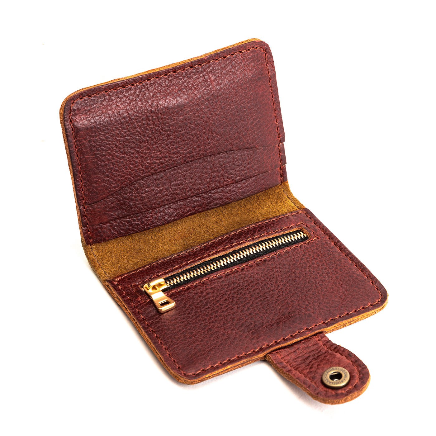 Cinnamon Bear | Small leather wallet with snap open