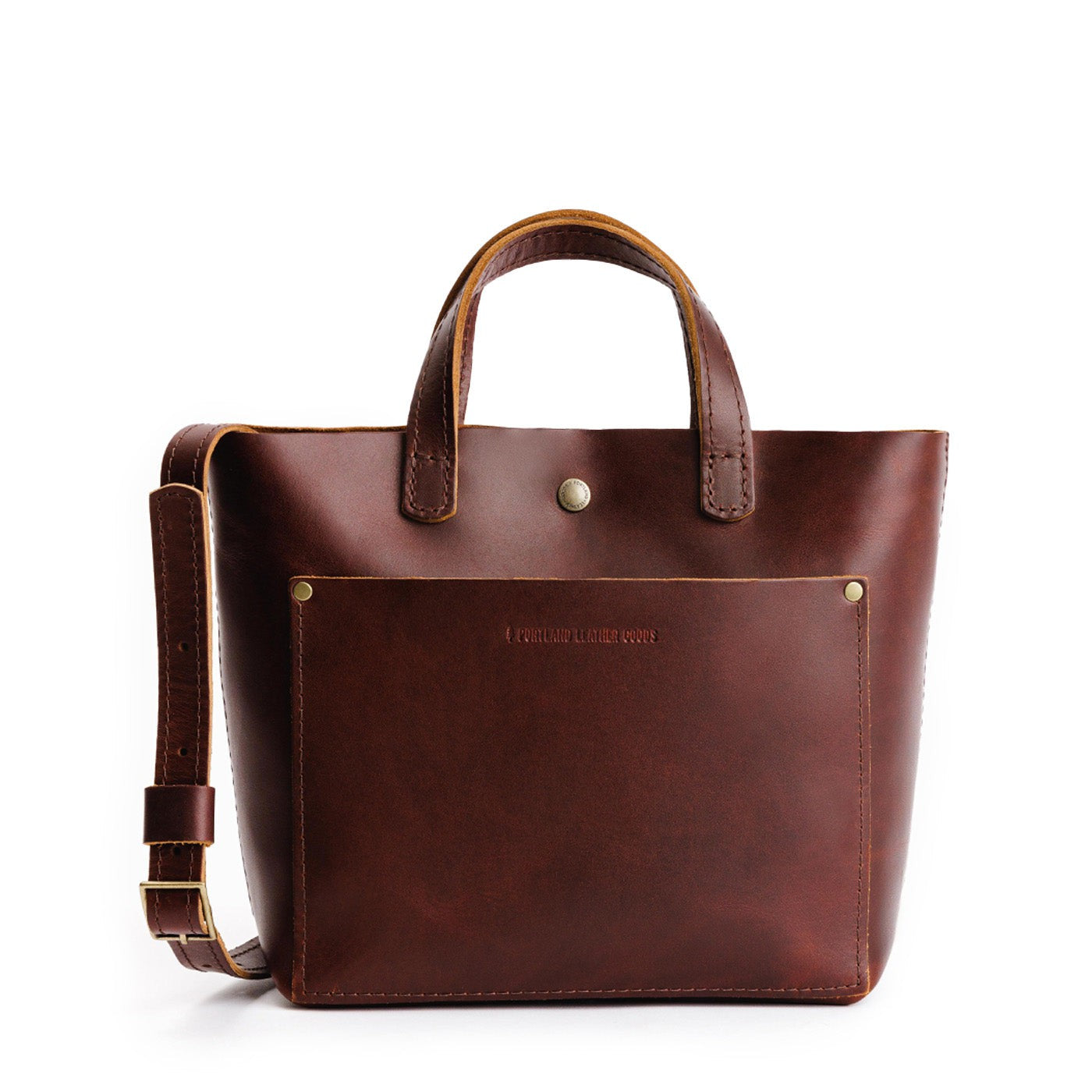 Cognac Classic | Crossbody tote bag with snap closure and front pocket