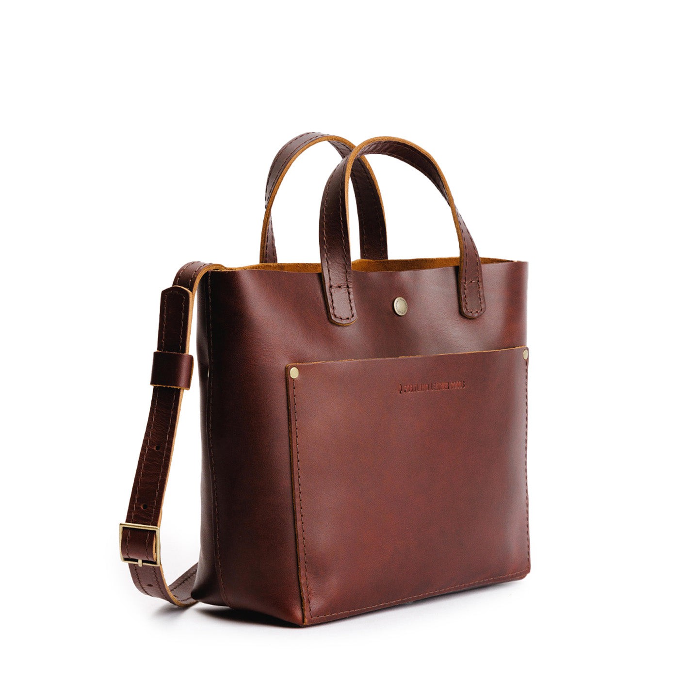 Cognac Classic | Crossbody tote bag with snap closure and front pocket