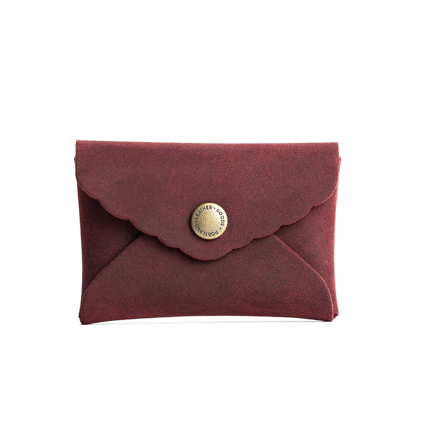 Merlot | Small leather wallet with scalloped edge