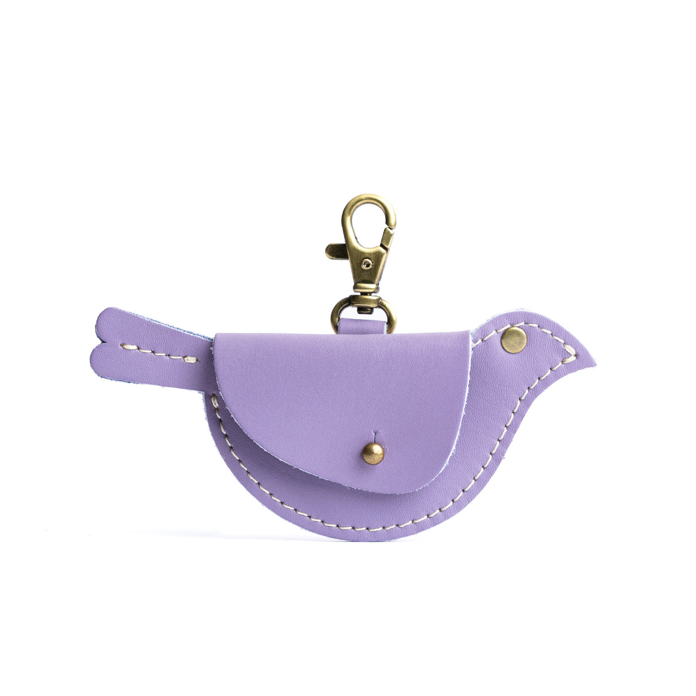 All Color: Lavender | Bird shaped pouch with button closure and lobster clasp