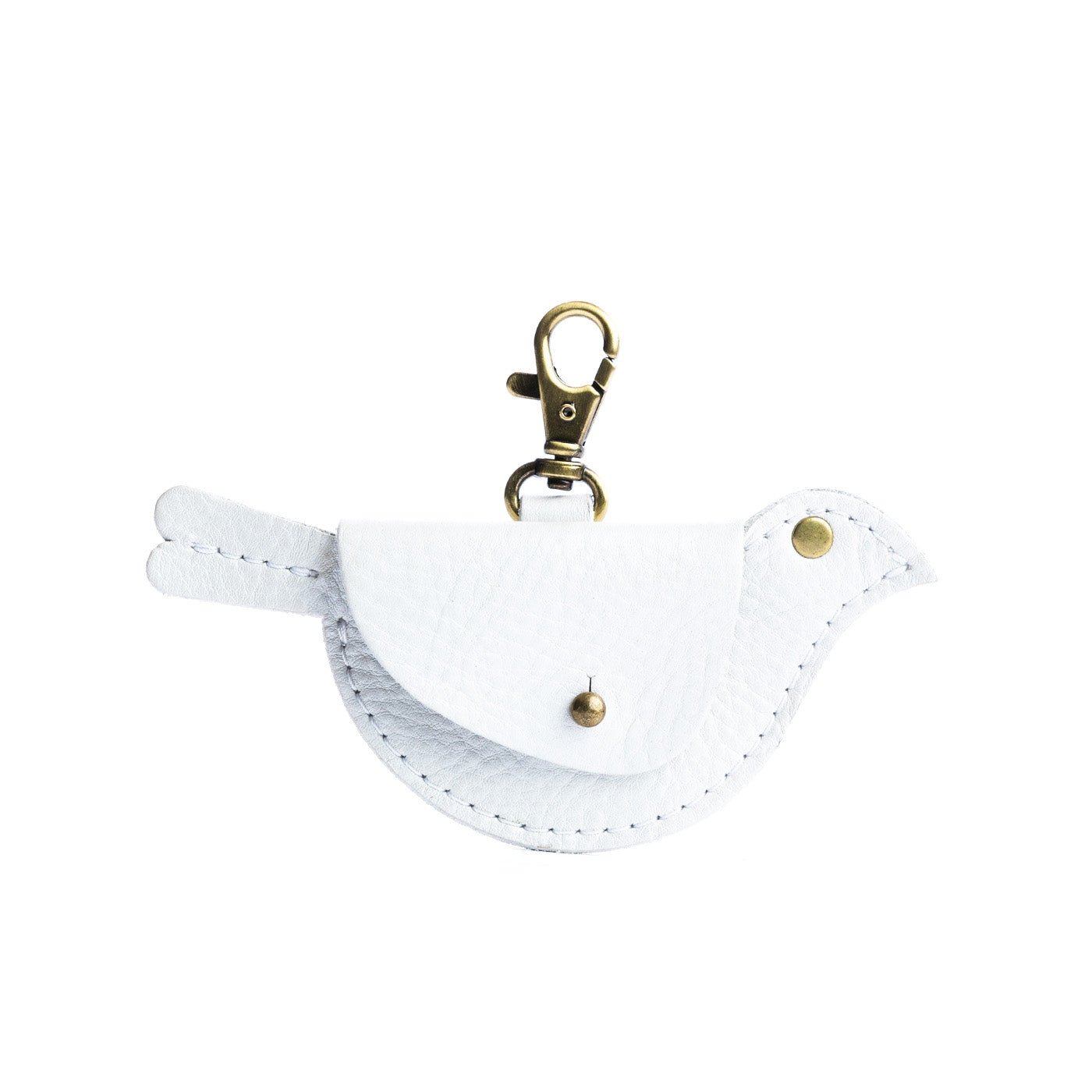 All Color: Pearl | Bird shaped pouch with button closure and lobster clasp