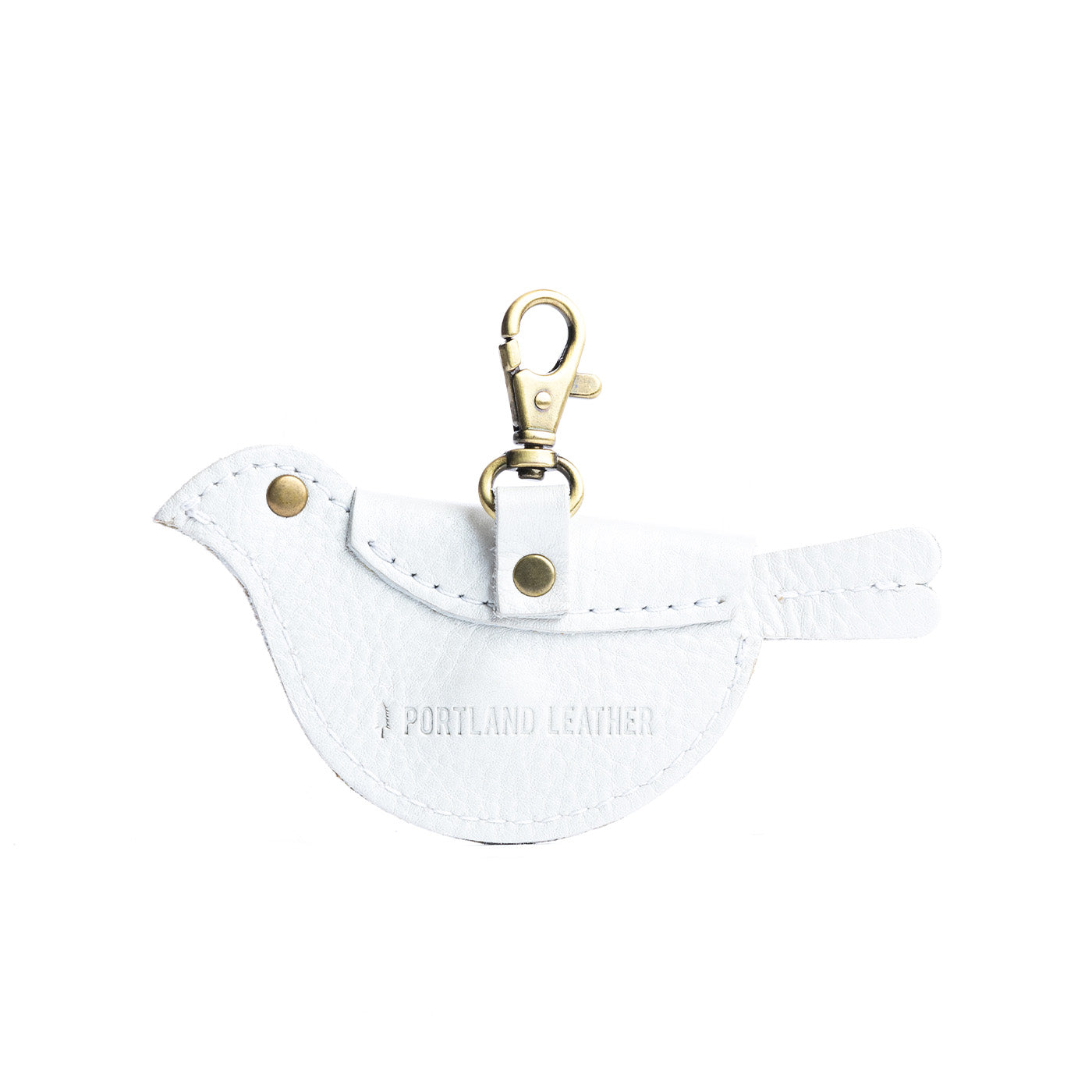 All Color: Pearl | Bird shaped pouch with button closure and lobster clasp