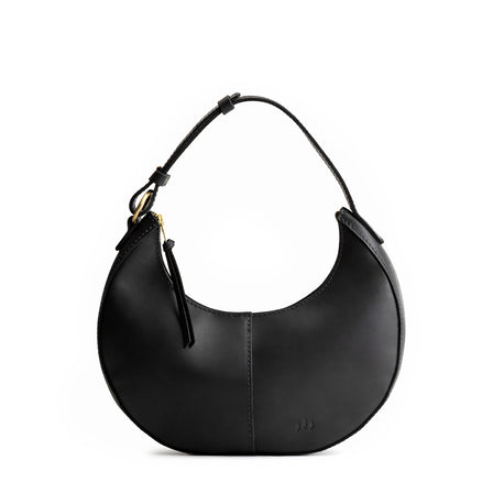 Black*Large  | Large crescent shaped shoulder bag with zipper closure and adjustable strap