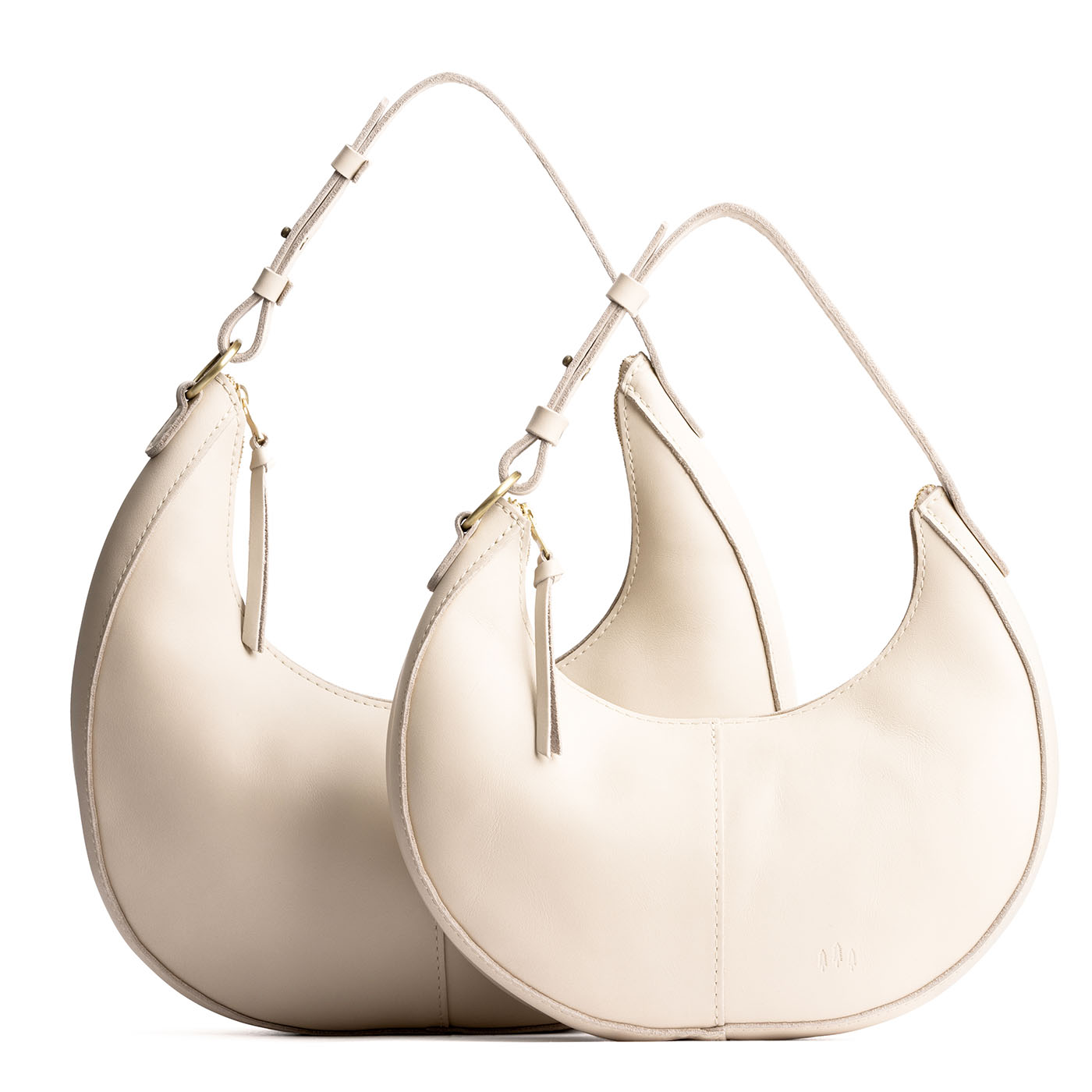 Bone | Crescent shaped shoulder bag with zipper closure and adjustable strap