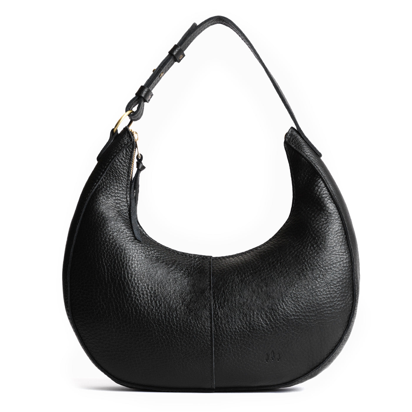 Pebbled--black*Large  | Large crescent shaped shoulder bag with zipper closure and adjustable strap